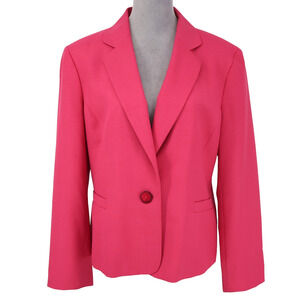 Kasper Jacket Womens 16 Salmon Pink Crepe Lined Blazer Crepe Pockets Career